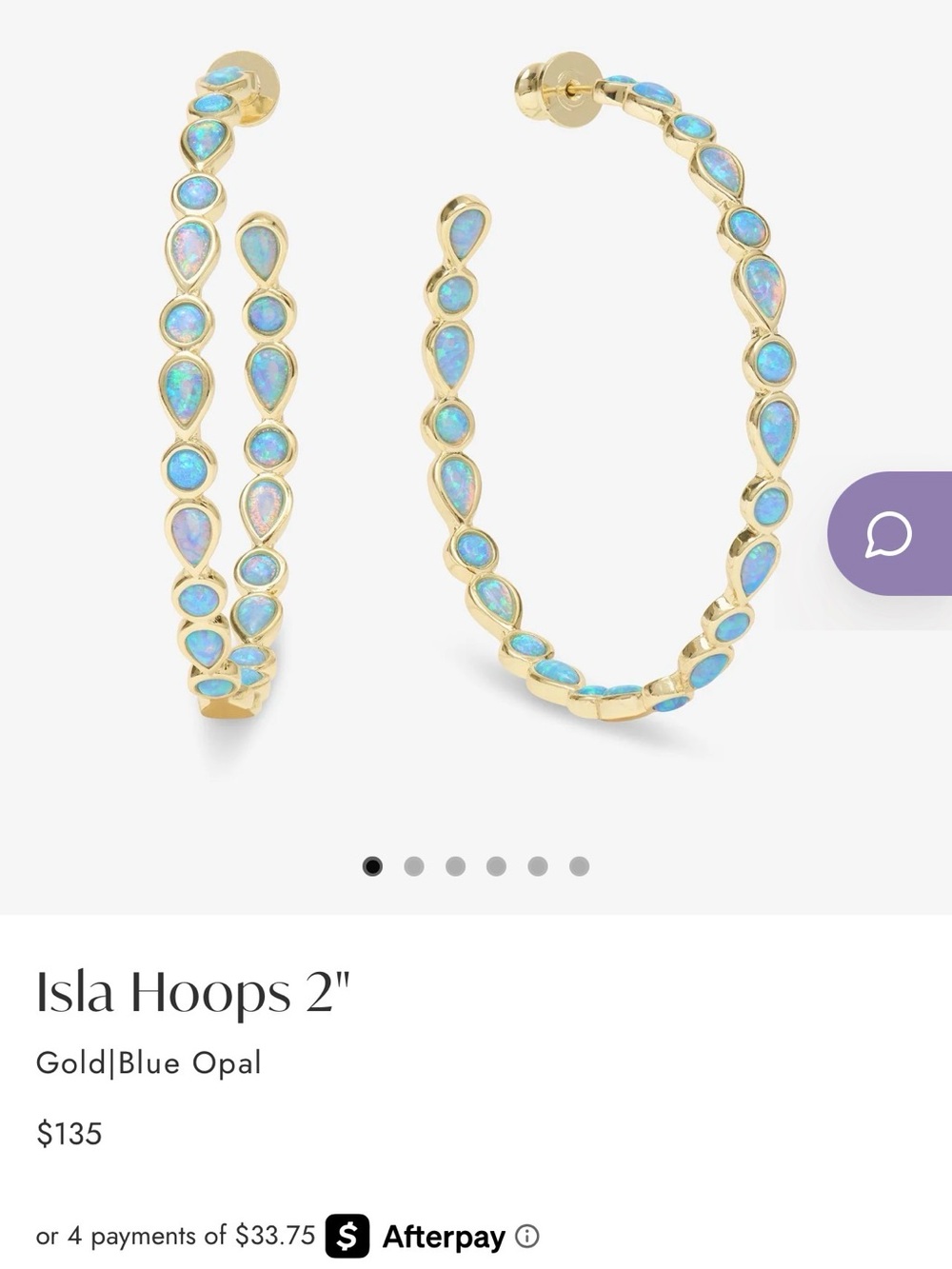 MELINDA MARIA NWT Isla Hoops, 2”, Opal + Gold